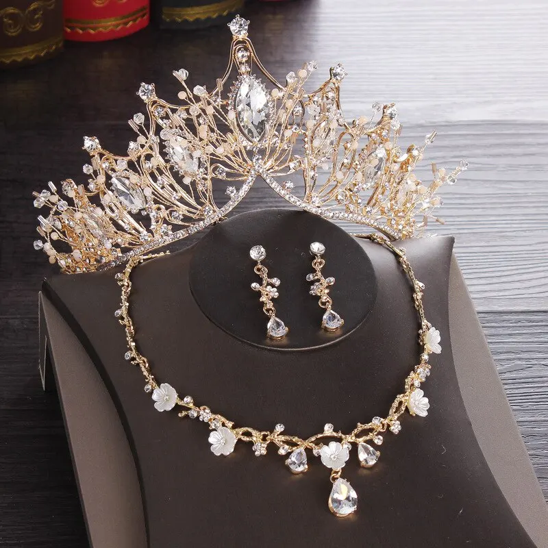 Handmade Luxury Crystal Beaded Queen Tiara Rhinestone Wedding Diadem Bridal Crowm Headbanf For Women Hair Accessories