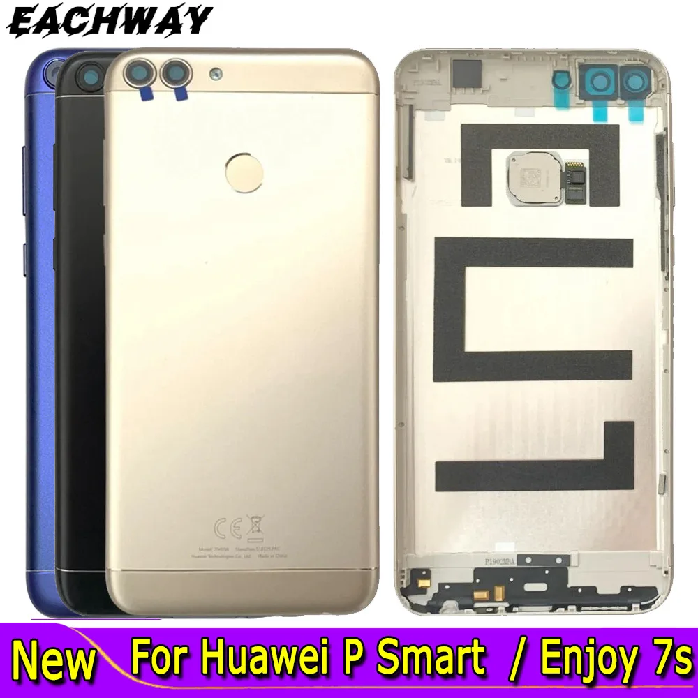 

For Huawei P smart Battery Cover Back Glass Panel Rear Housing Case FIG-LX1 AL10 For Huawei Enjoy 7S Back Cover With Fingerprint