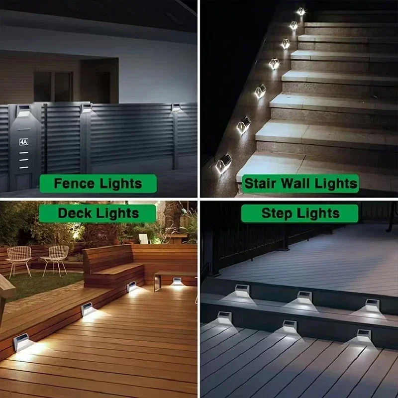 1-5Pack Solar Fence Light Outdoor Waterproof Stainless Steel LED Wall Lamps Decoration for Garden Stair Deck Patio Porch