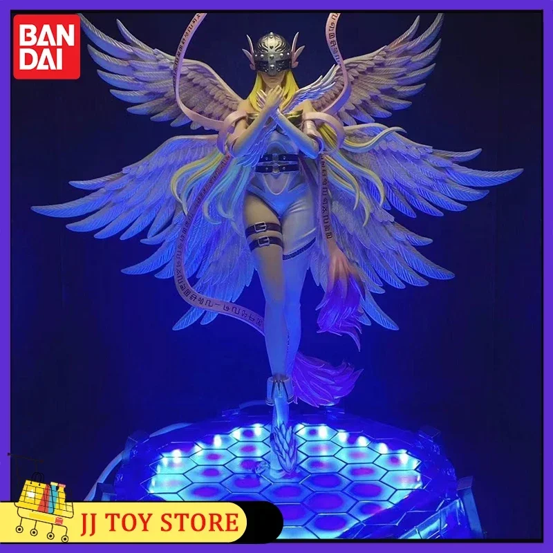 

28cm Cartoon Digimon Anime Figure Gk Angewomon Angemon Led Statue Figurines Pvc Action Model Collection Doll Toy For Children