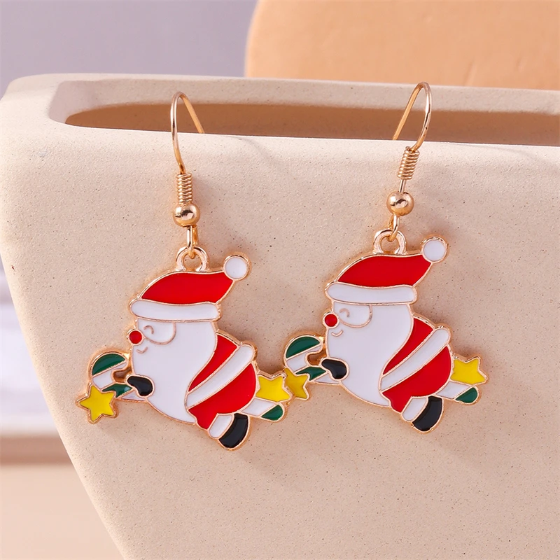 Mode handgemachte gestrickte Weihnachtsmütze Tropfen Ohrringe für Frauen Mädchen Neujahr Party Urlaub Schmuck Dekoration – Detail 5
