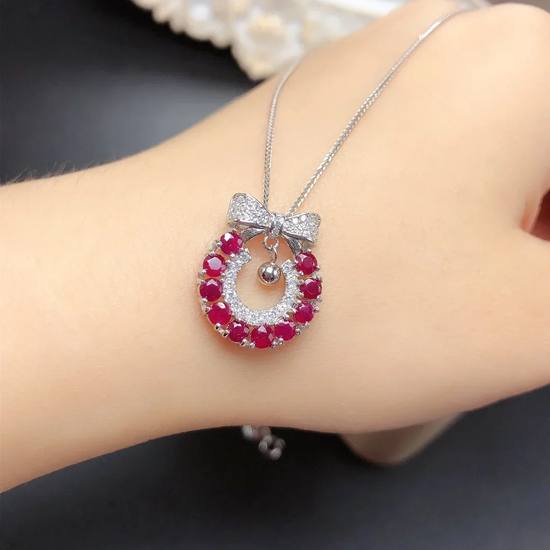 

Ruby Necklace Women's Silver 925 Jewelry Free shipping Gemstone Women's Pendant Gemstone Christmas Gift necklace pendant