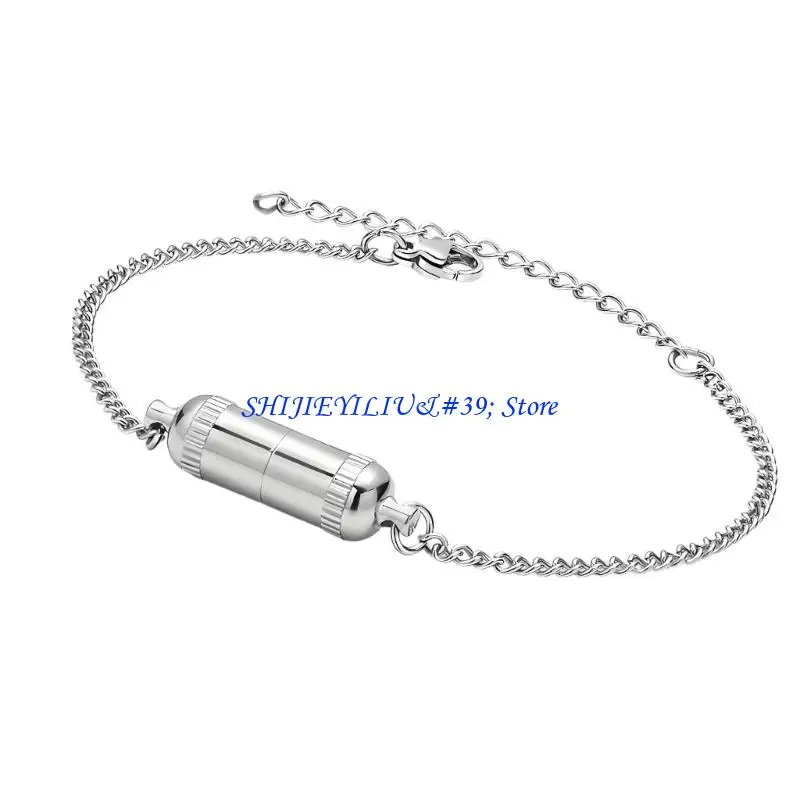 E21F Geometric Designs Stainless Steel Adjustable Bracelet 16 5cm Length Includes Secret Holder