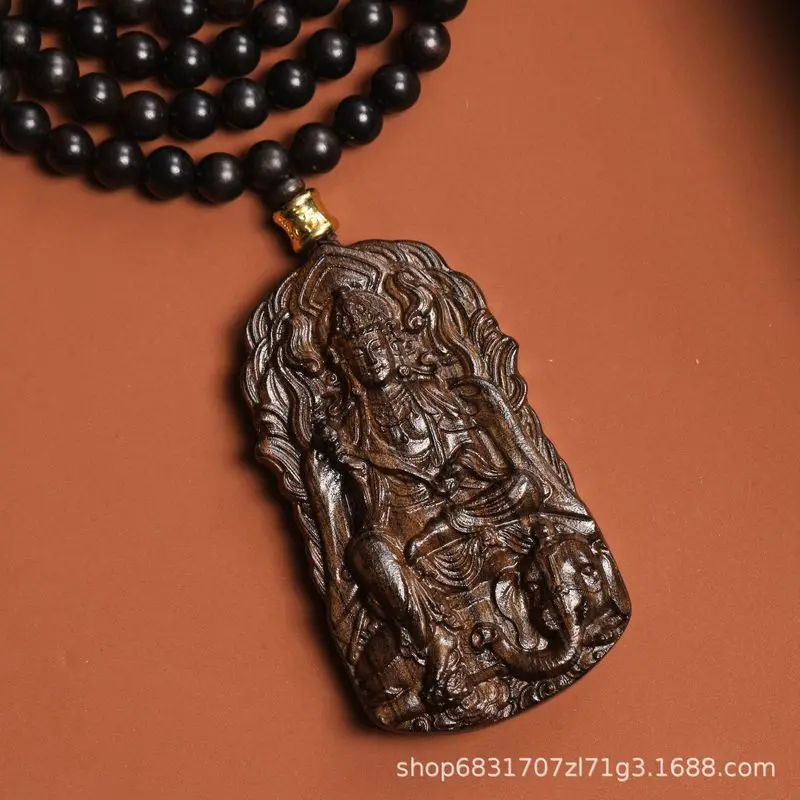 New agarwood pendant eight and twelve zodiac signs, featuring the guardian Bodhisattva Samantabhadra, made of anci