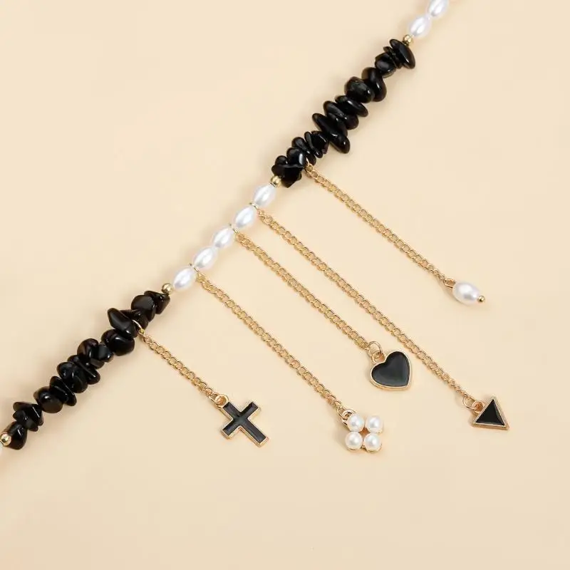 A52E Youthful Pearls Heart Necklace for Those Who Love Minimalist Fashion Statement