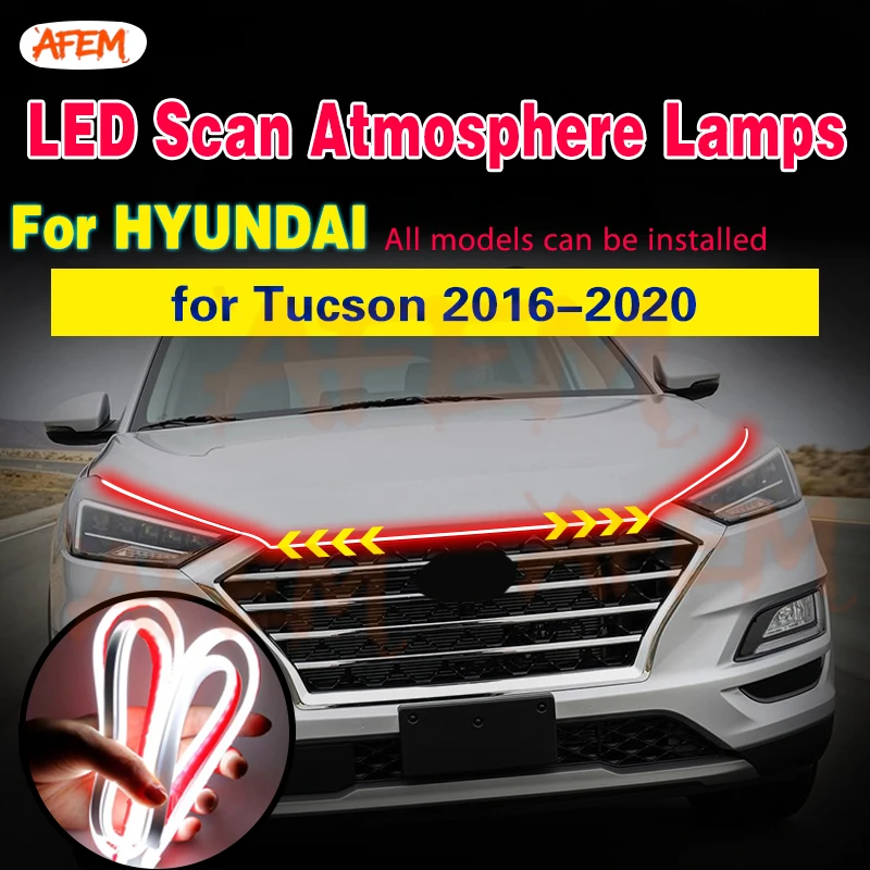 LED Auto Car Hood Lights Strip Universal Lamps Ambient Lights For Hyundai Tucson 2016-2020 Start-Scan Daytime Running Light DRL