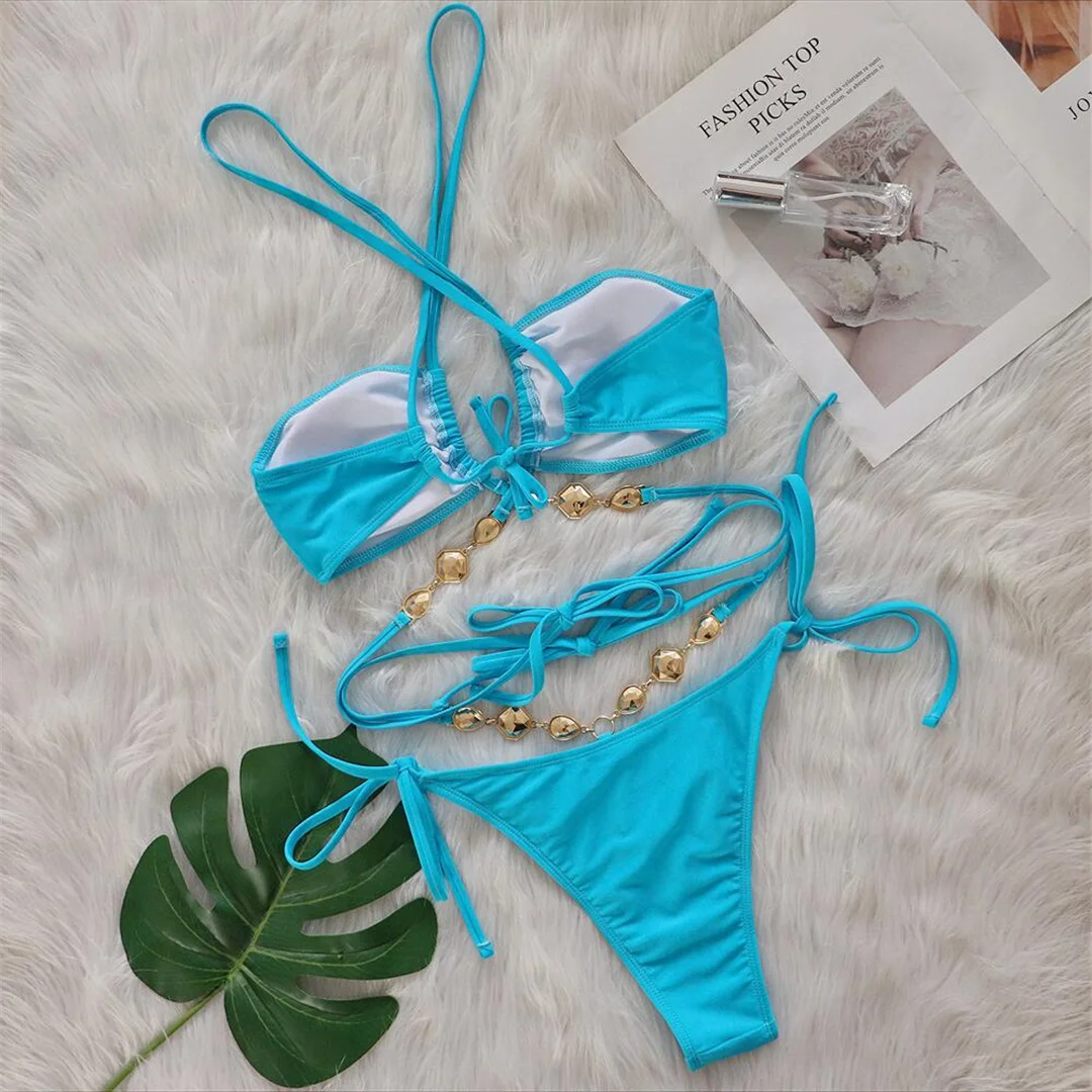 Sexy Bikini mit Diamant-Strasssteinen, Wickel-Bikini, Damen-Badeanzug, zweiteiliges Bikini-Set, Badebekleidung, Badeanzug, Schwimmbekleidung V5167 – Detail 28