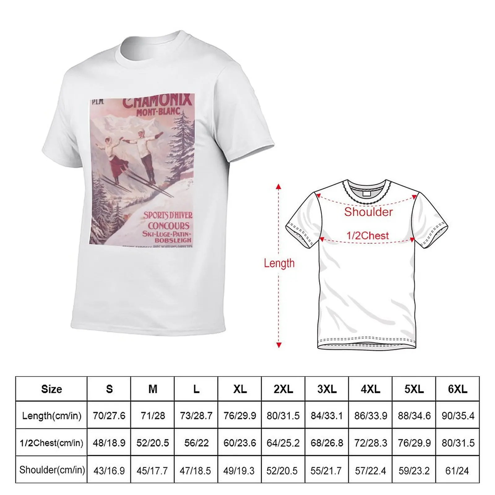 Chamonix, Mont Blanc, France, Vintage Ski Poster T-Shirt Blouse fashion shirts tshirts for men
