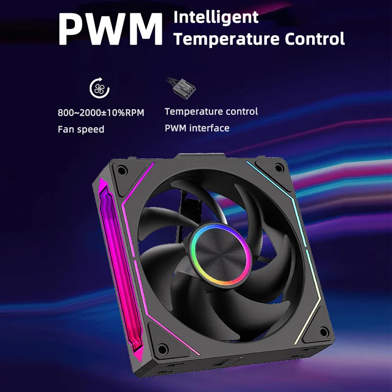 TEUCER DL-2 12CM CD textura ventilador de chasis mágico 5V 3PIN ARGB 12V 4PIN PWM doble cinturón de luz diseño de alto volumen de aire ventilador de refrigeración de PC