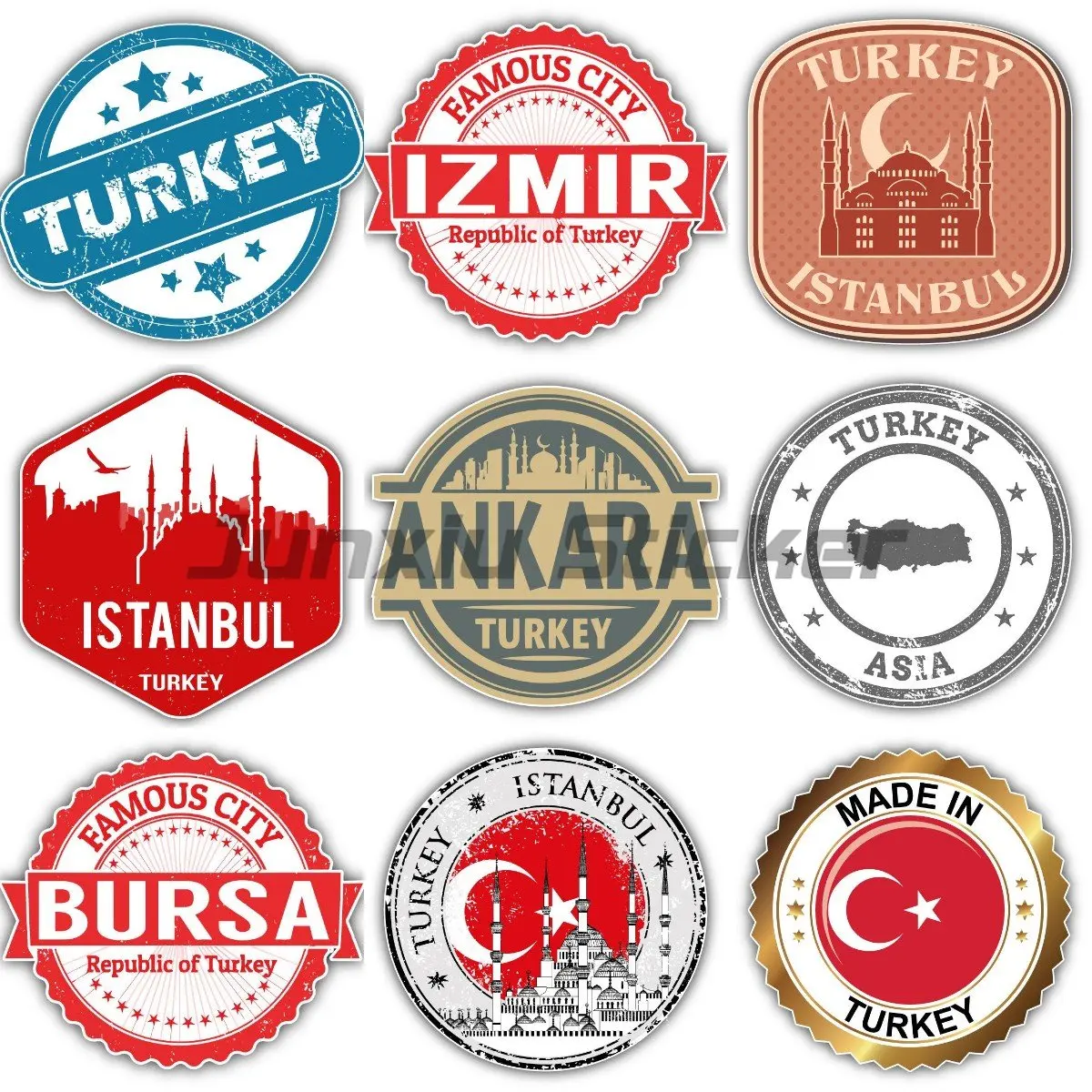 

Turkey Turkish Map Flag Turkey Moon and Star Car Sticker Waterproof Accessories Vinyl for Bumper Skateboard Helmet Decal