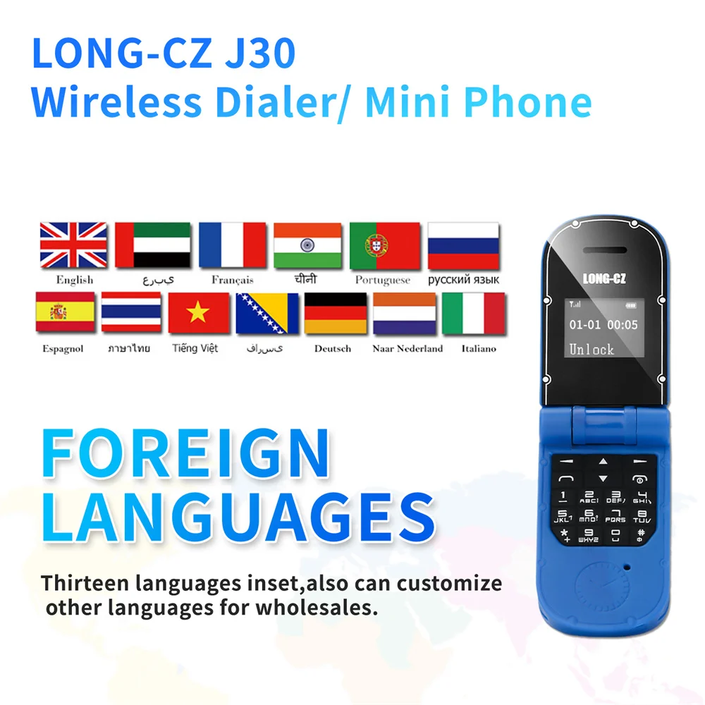 UNIWA J30 2G Single Card Mini Flip telefoni cellulari pulsante a conchiglia Wireless Bluetooth Dialer Magic Voice auricolare vivavoce