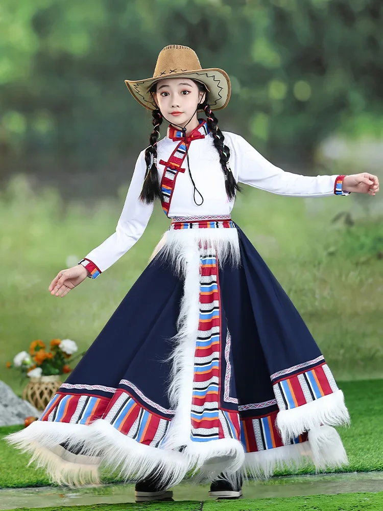 clothing Children's performance clothing Dance performance clothing Tsering Lasso Herdsmen's Voice New Girl three-piece set