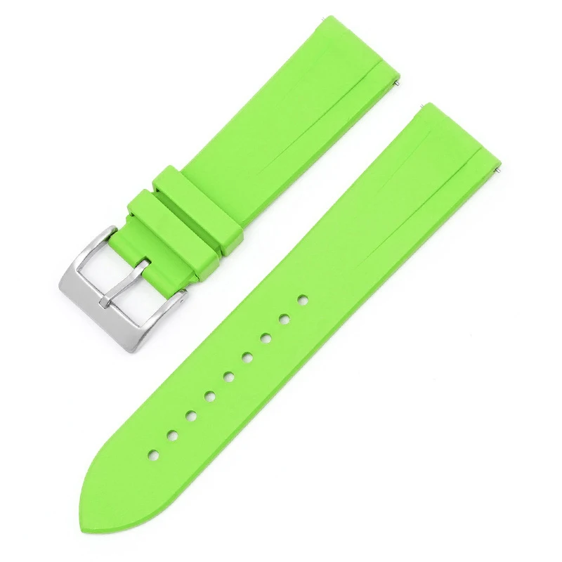 Fluoro Rubber Strap Sport Waterproof Stainless Steel Buckle Quick Release FKM Replace Watch Band Belt for Men Women 20mm 22mm