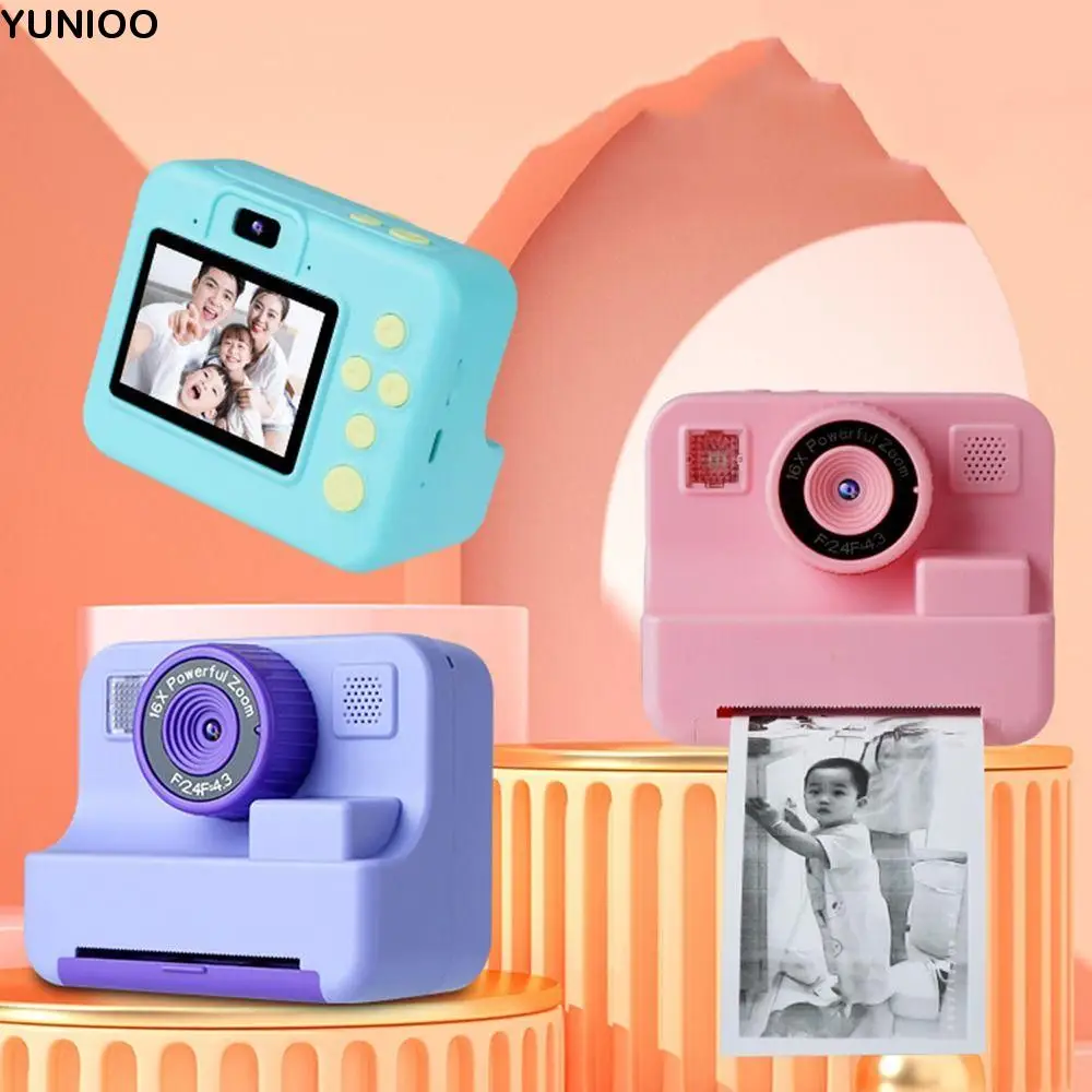 

1080p HD Screen Kids Digital Camera Portable Color Pen Instant Print Camera Selfie Video Recording Thermal Photo Printing Toy