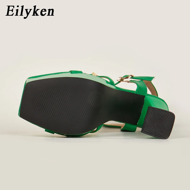 Eilyken New Rivet Peep Toe Platform Women Sandals Super High Heels Sexy Summer Fashion Buckles Party Nightclub Stripper Shoes