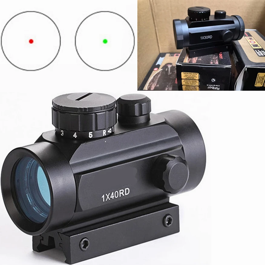 

1x40 Hunting Reflex Red Green Dot Sight Adjustable Brightness Reflex Sights Tactica Riflescope with Free 11mm & 20mm Mount Rails