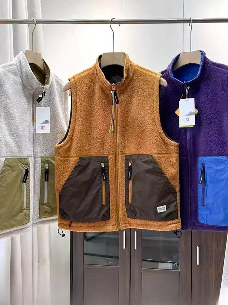 

Outdoor ex Fce Vest Double-Sided Wear Faionable Spor Layering Men's Women's Matching Sle Warm Stand Fit Zippe...