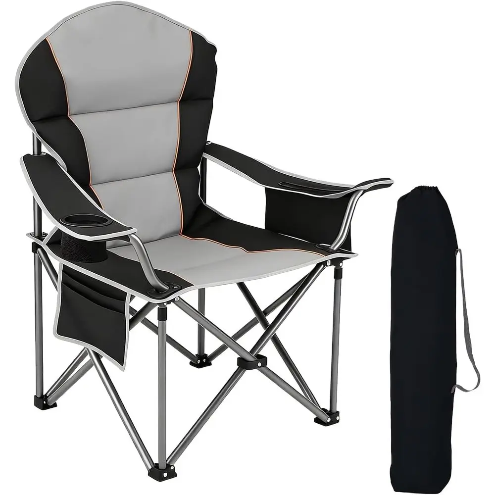 

Складное кресло для кемпинга увеличенного размера для взрослых, выдерживает нагрузку до 500 фунтов, портативное уличное складное кресло с подстаканниками, боковыми карманами
