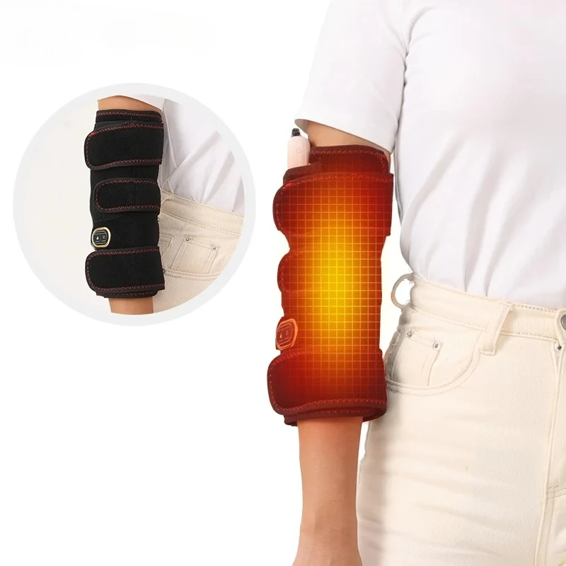 USB Electric Heating Elbow Brace Heating Pad Vibration Massage Relieve Pain Sports Recovery 3 Modes Care Support