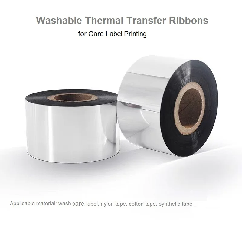 Care label printer inked ribbon roll 110×300M 30 35 40 45 50 55 60 65 Black thermal transfer ribbon for care tag printing