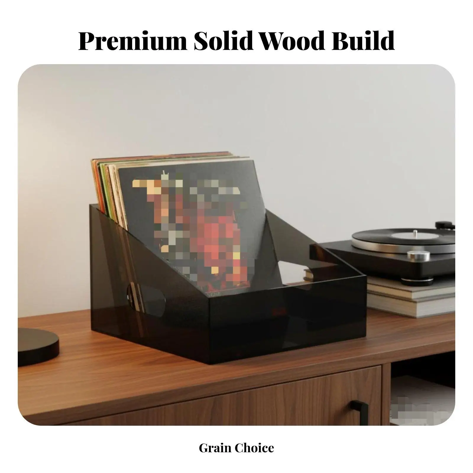 Wooden Organizer Bookcase for Vinyl Lps Pine Media Storage Shelf with Acrylic Panels Vintage Furniture for Room Storage Decor