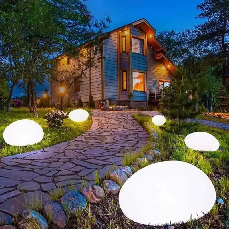 Cobblestone Shaped Solar Stone Lamp Energy Saving Auto on/Off Outdoor Pebble Lamp Solar Powered Frosted Solar Landscape Light