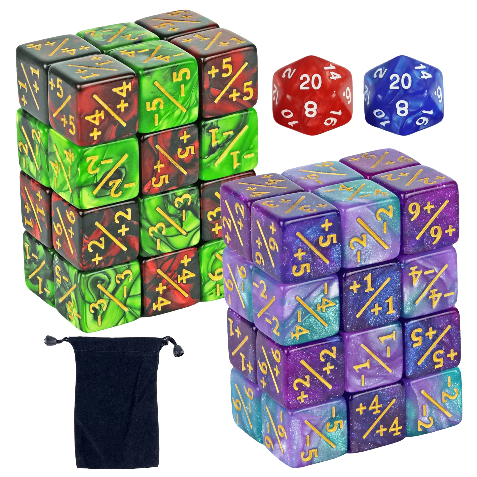 50pcs Magic Party Game Dice Counters Dice Set with Storage Bag for Cards Game Tabletop Game Supplies