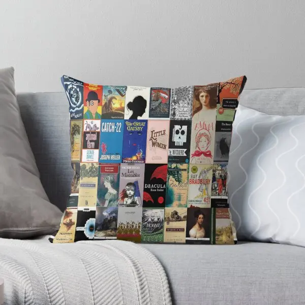 Classic Literature Book Covers  Printing Throw Pillow Cover Office Hotel Sofa Throw Car Waist Pillows not include One Side