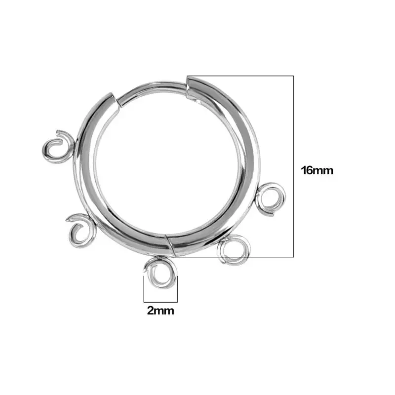 Aço inoxidável Brinco Ganchos com Loop, Banhado a Ouro, Orelha Redonda Post, Open Jump Ring, DIY Jóias Fazendo Componentes, 10Pcs