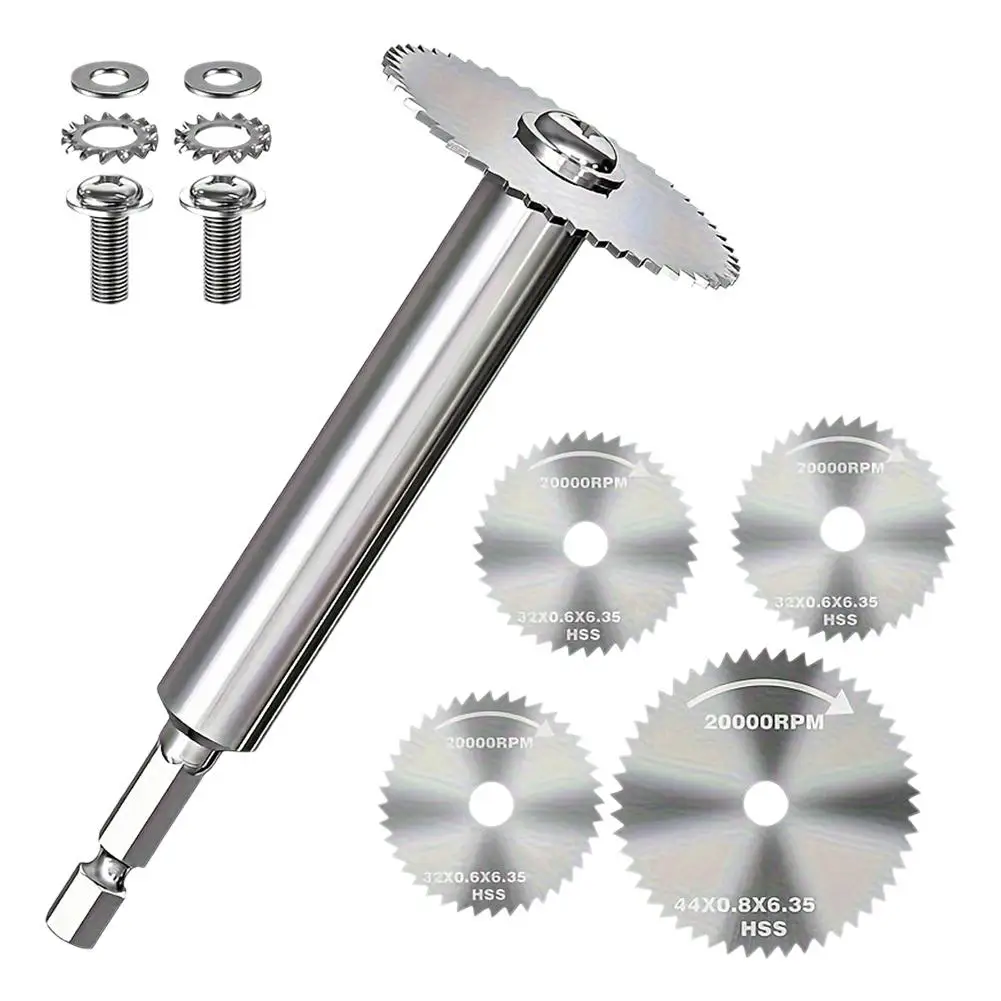High Speed Steel Circular Saw Blade Set Extended Hex Shank Mandrel Rotary Cutting Disc Wheel For Drill Wood PVC Pipe Tool