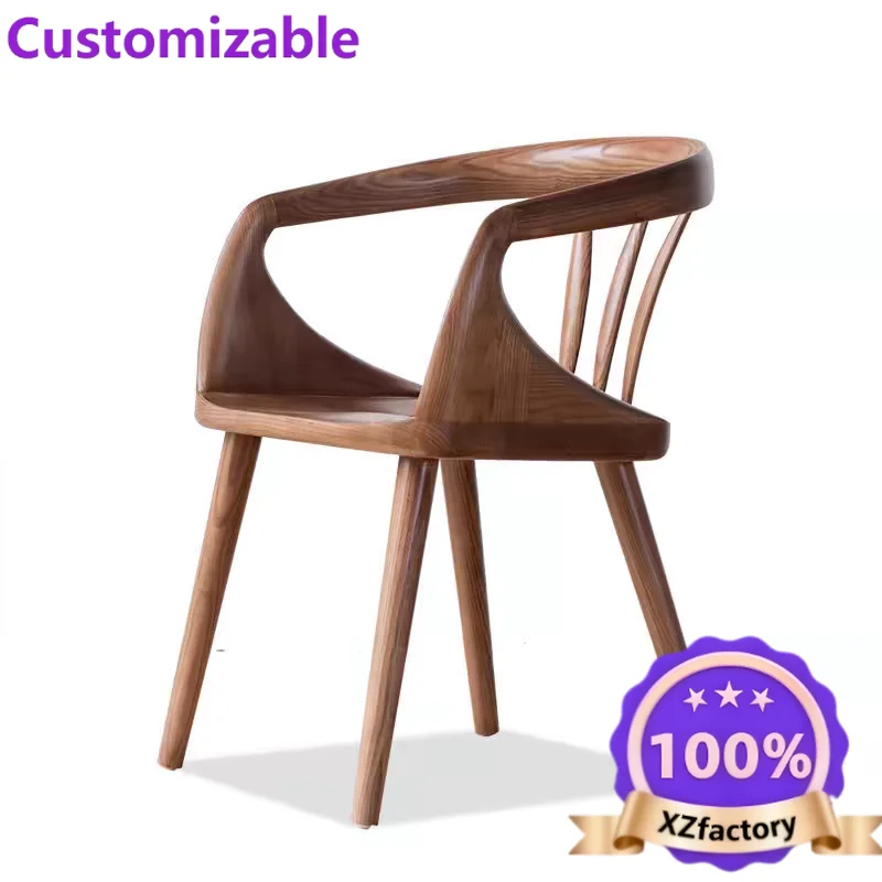 Factory Direct 2026 Top Sedia da pranzo nordica in legno massello per la casa moderna sedia con schienale semplice luce di lusso