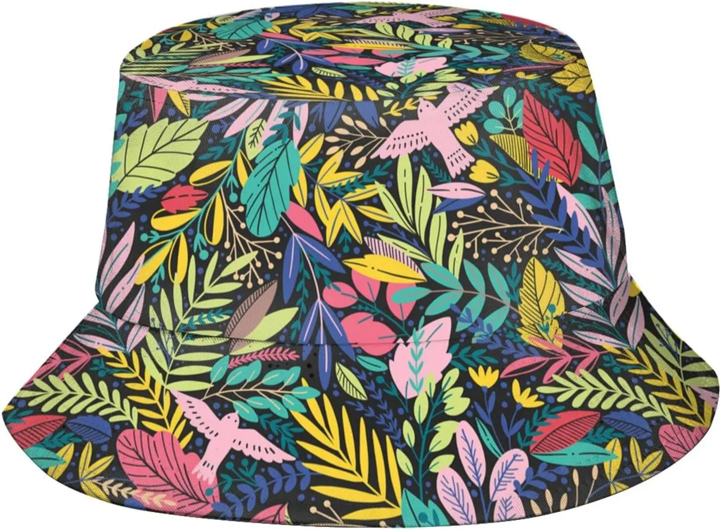 Tropical Palm Leaves Bucket Hat for Women Teens Travel Summer Womens Bucket Hats Packable Beach Sun Hat