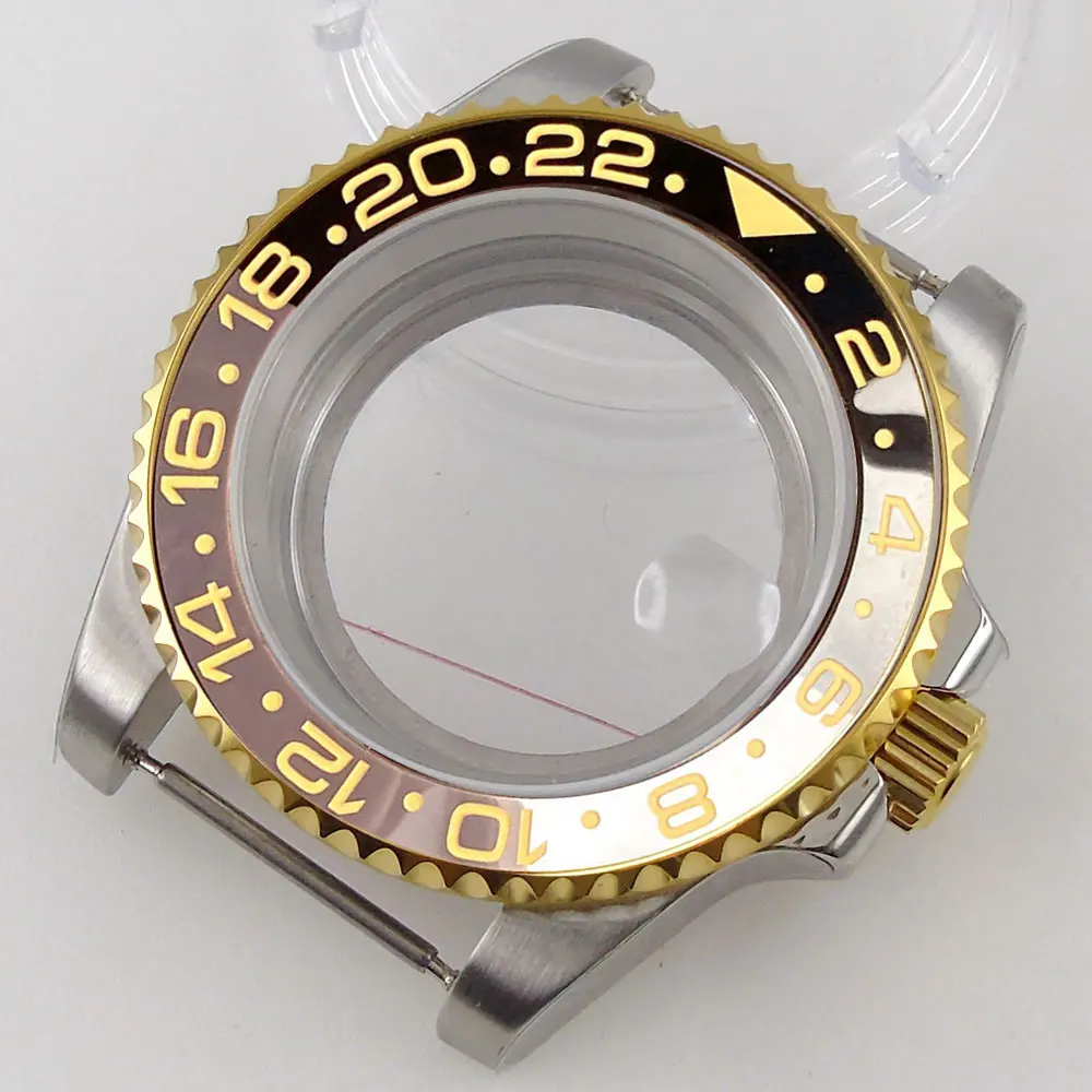 40mm Two Tone Silver Gold Watch Case Sapphire Glass Jubilee Bracelet for SUB GMT NH35 NH36 Mechanical Movement Accessories Parts