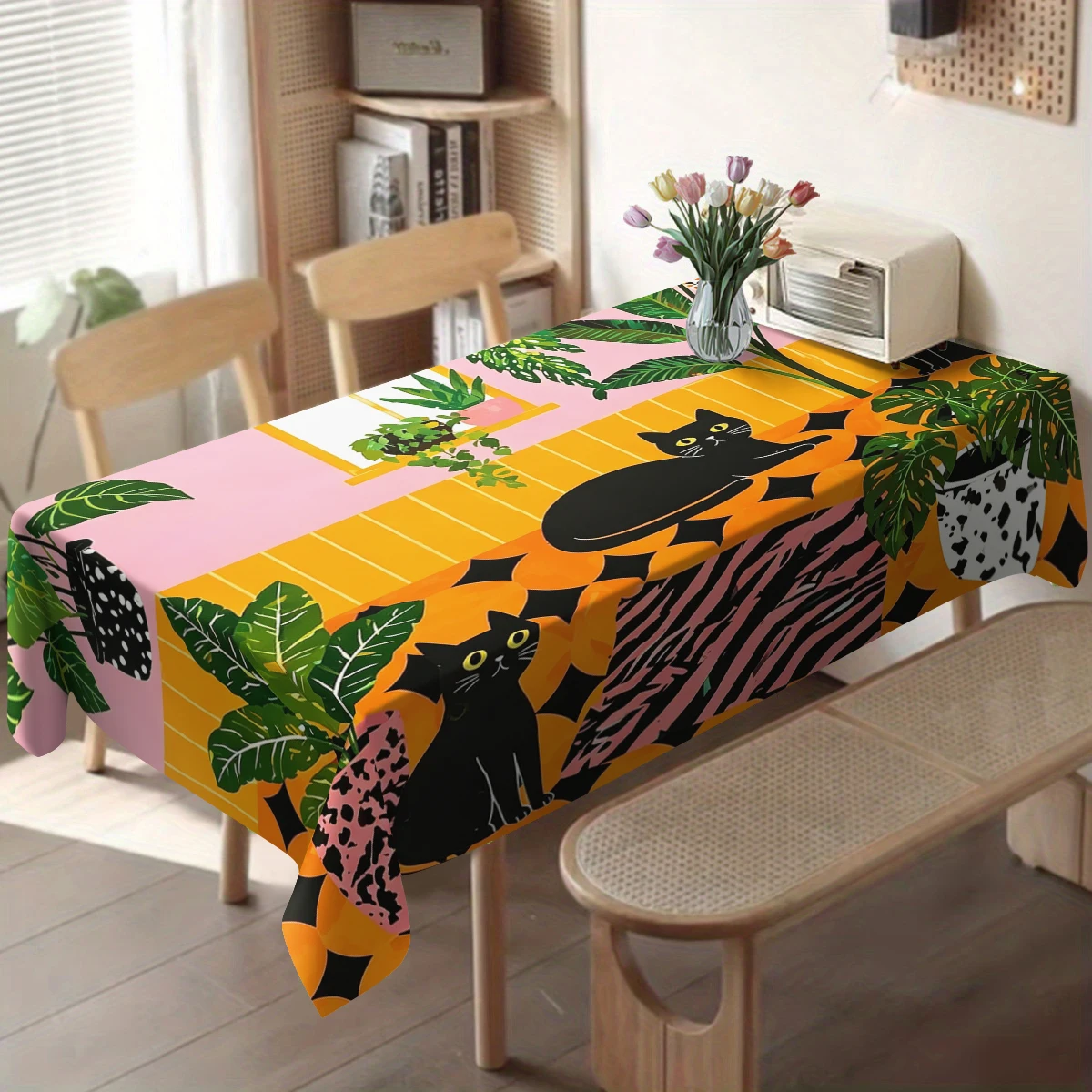 Oil Painting Style Paris Street View Polyester Tablecloth - Decorative Table Cover for Home, Restaurant and Gathering Decoration