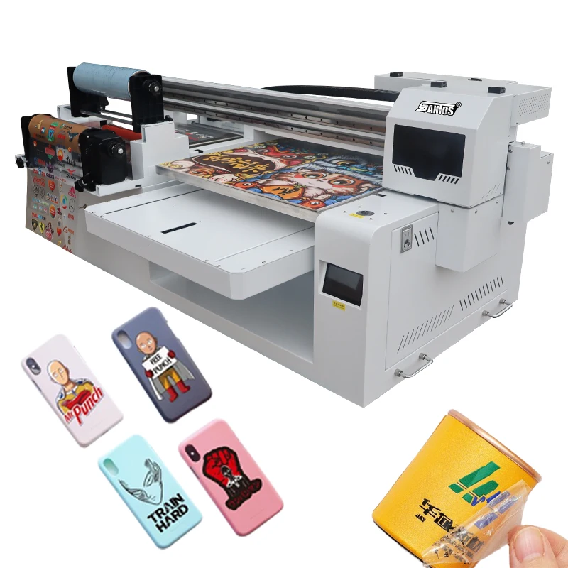 UV DTF printer integrated uv AB film wooden bottles board printing inkjet printers 60cm roll flatbed printer