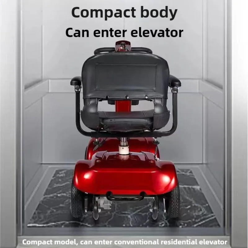 Mobility Scooter 4-Wheel Intelligent Scooter Household Elderly Electric Scooter Foldable Portable Disabled Comfortable Seat Fold