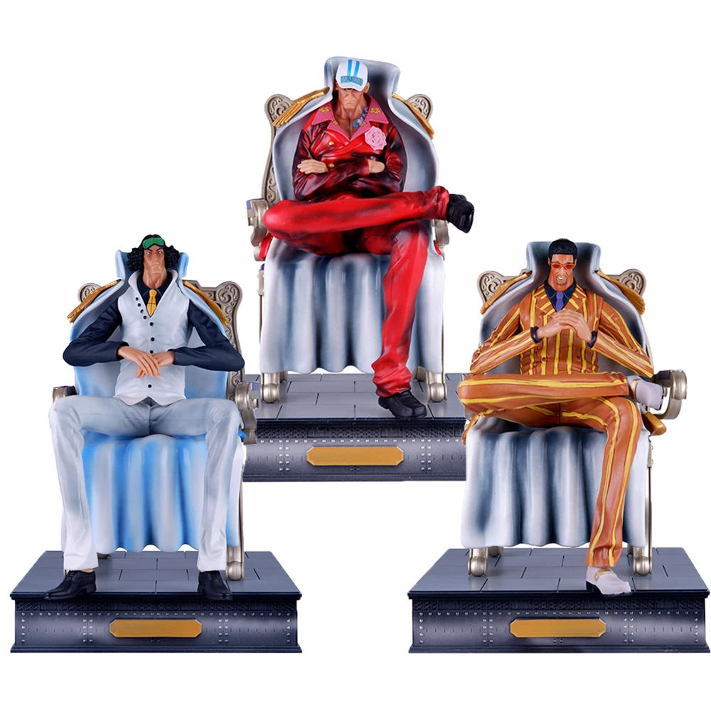 

29CM One Piece Anime Figure Admirals Kizaru Akainu Aokiji Sitting position Figures Collectible Decoration Doll Model Boy Toy
