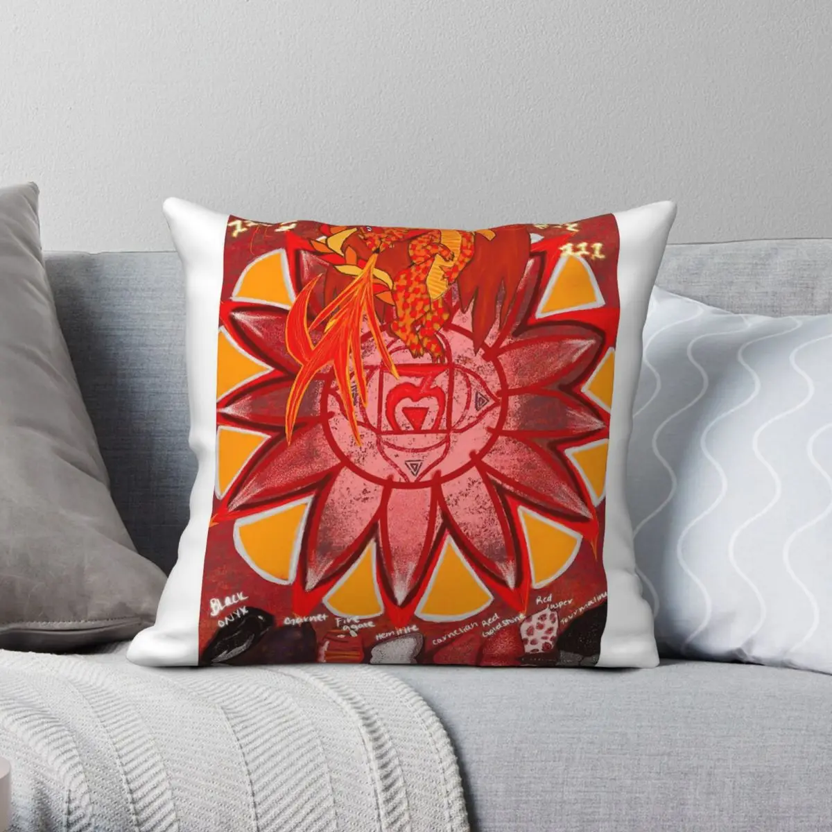 Raíz Chakra dragón Mandala meditación funda de almohada cuadrada poliéster lino terciopelo patrón funda de almohada decorativa funda de coche 45x45