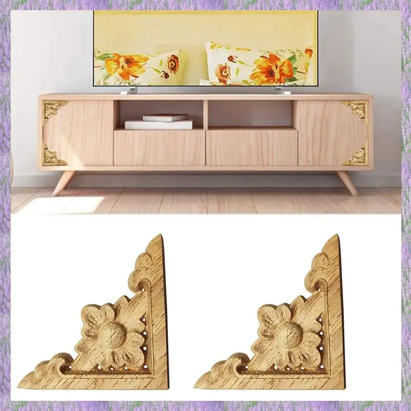 

A63K-30Pcs Carved Unpainted European Wood Furniture Window Corner Wood Applique Onlay Wood Figurines Ornamental