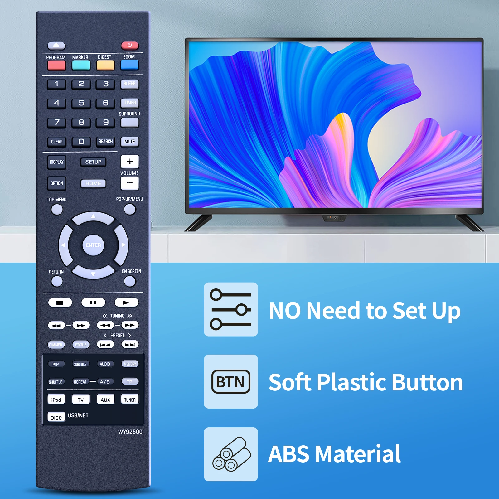 جديد WY92500 التحكم عن بعد صالح لياماها AV استقبال BRX-610 BRX-750 MCR-750