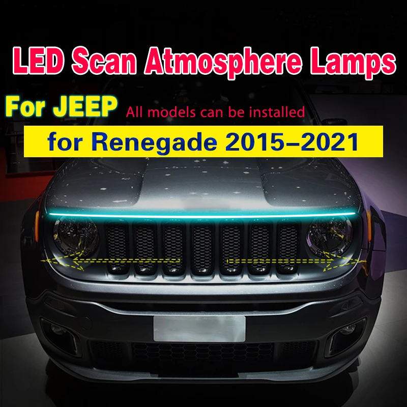 1Pcs LED Scan Starting Daytime Running Light DRL For Jeep Renegade 2015-2021 12v Flexible Car Decorative Atmosphere Lamps DRL