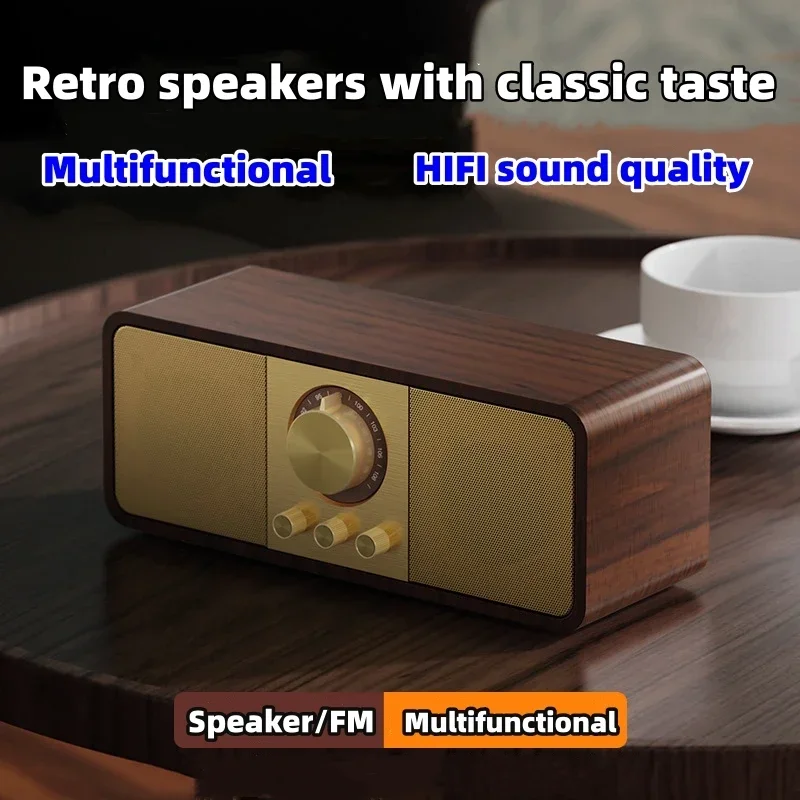 

Retro Classic Soundbox Wooden Wireless Bluetooth Speakers Super Bass Subwoofer FM Radio Support TF U Disk AUX IN Music Playback