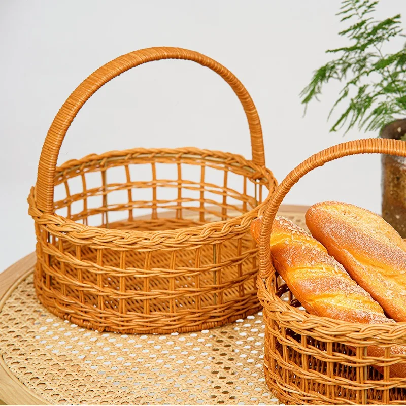 

Portable Flower Basket Fruit Basket Imitation Bamboo Pastoral Flower Basket Flower Bouquet Decoration Floral Waterproof Basket