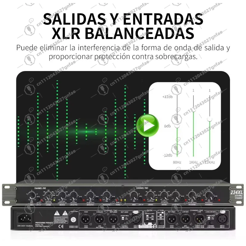 234XL Pro Audio EQ 2/3/4 Stereo Processing Crossed Aluminum Structure XLR/TRS Stage Inputs