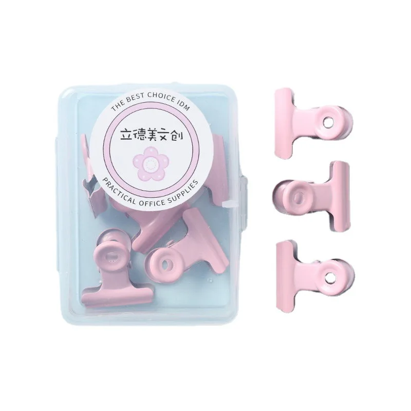 Fresh Office File Metal Mounting Clip Macaron Boxed Binder Clip Color Ticket Clips Sealing Clip