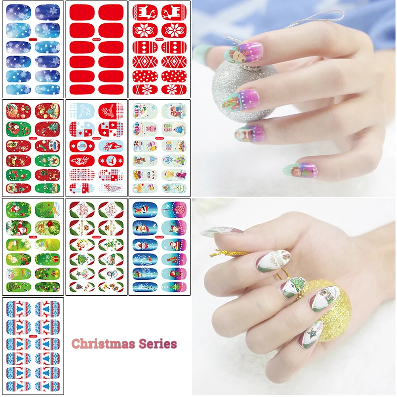 VeeCharm - Full Nail Wraps Stickers Set,Classic,Flowery,Christmas & Cartoon,Adhesive Manicure Decals,with 1 Pc Nail File & stick