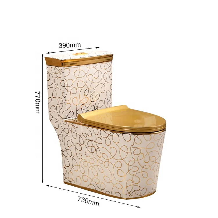 Classical Retro Luxury Style Gold Plated Toilet Bowl with Golden One Piece Toilet Seat