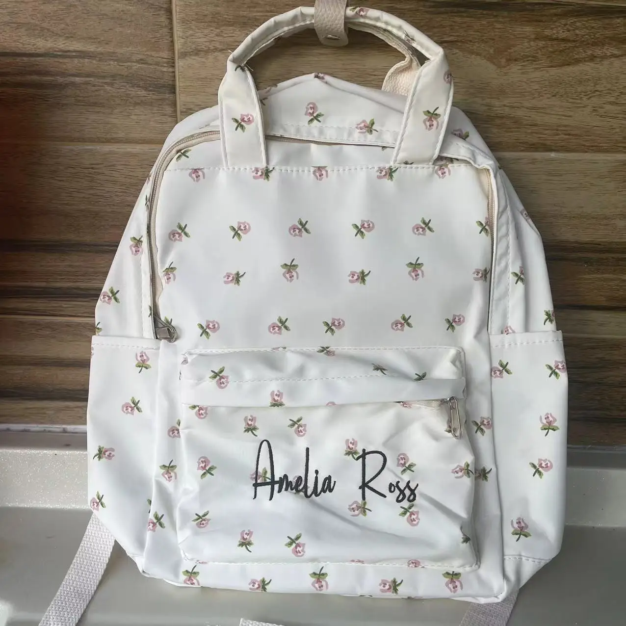 Personalized Floral Backpack For Sweet Girls, Lightweight High School Students, Embroidered Names For Backpacks For Girls