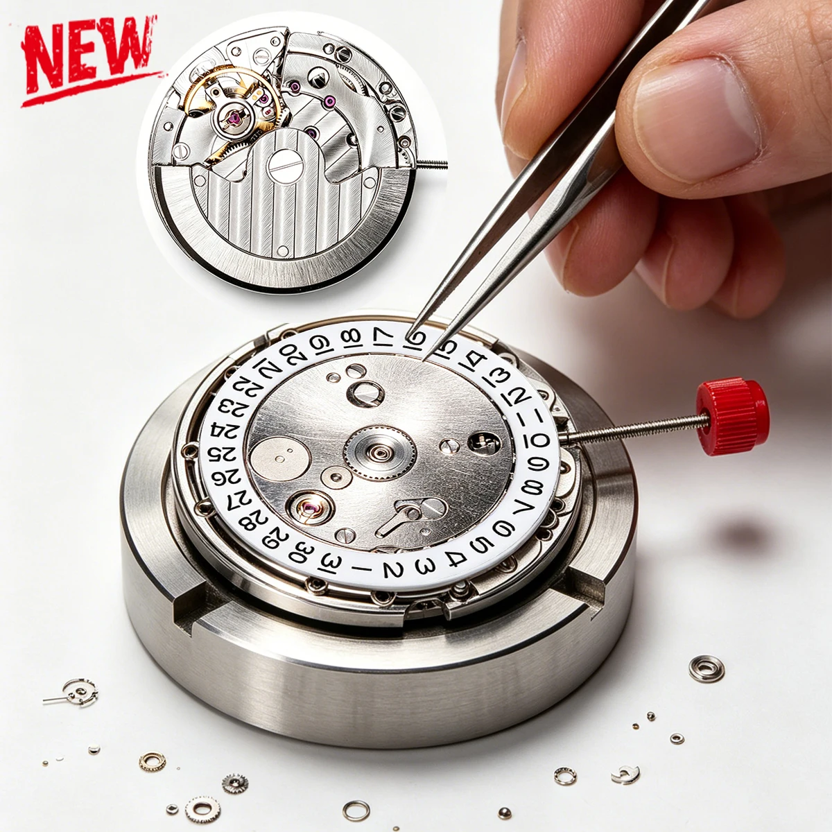 Ultra‑Thin 3‑Position Date Mechanical Movement, Durable Spare Parts for Watchmaker DIY Nanning‑Made 4813 Automatic Watch Core