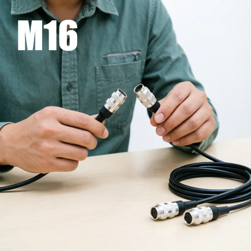 2 Meters Double Head With Line M16 Connector Male to Female 2/3/4/5/6/7/8/12/14 Pin Ethernet Cable IP67 Threaded Connection Plug
